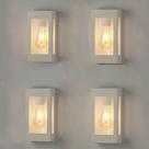 4 Arandela Externa Retangular Vintage Branca Jardim E27 Zan89 + lâmpada 4w