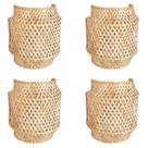 4 Arandela Fibra Natural Bambu Artesanal Boho Quarto Nat90