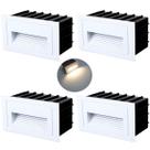 4 Balizador De Parede Led 3000K Embutido Externo Branco Zan42