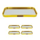 4 Bandeja Decorativa Vidro espelho metal dourado retangular