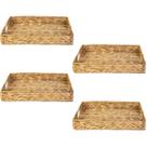 4 Bandeja Multiuso Fibra Natural Seagrass C/ Alça 40X30X6cm
