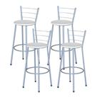 4 Banquetas Alta Epoxi Cinza Cristal