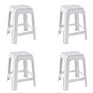 4 Banquetas Banco Plástico Resistente Branco Empilhável 46CM