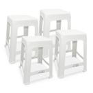4 Banquetas Branca Plástico Multiuso Resistente 100kg