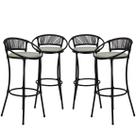 4 Banquetas Fio de Fibra Artesanal, Bar, Bancada, Balcão - Havaí - Tabaco e Branco Gelo
