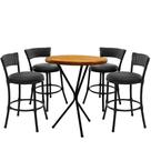 4 Banquetas Forts Baixa Fibra Preto Ferro Bistrô Com Tampa Madeira