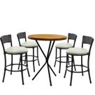 4 Banquetas Forts Baixa Fibra Preto Ferro Pintura Eletrostática 1 Bistrô Tampa Madeira com Assento Branco