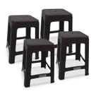 4 Banquetas Preta Plástico Multiuso Resistente 100kg