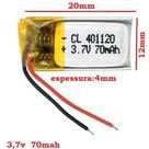 4 Baterias 70 Mah 3,7v 4mm X 12mm X 20mm Carta 4 Baterias 70 Mah 3,7v 4mm X 12mm X 20mm Carta
