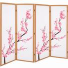 4 Biombo Oriental Japonês Sakura Sanfonado Com Dobradiças Folha Painel Mdf Divisor Divisória Separador De Ambiente