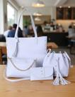 4 Bolsa Feminina Sacola Saquinho Baladinha Carteira Acambamento Dos Ferragens Ouro Cor Branco Correi