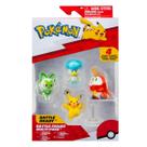 4 Bonecos Pikachu, Sprigatito, Fuecoco, Quaxly - Pokémon