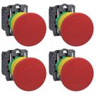 4 Botão Comando 22mm Com Trava Puxa Vermelho - Schneider 4 Botão Comando 22mm Com Trava Puxa Vermelho - Schneider
