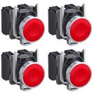 4 Botão Comando Metálico 1 Na 1 Nf 22mm Xb4ba45 Schneider Vermelho