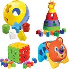 4 Brinquedo Didática Educativa Onça Cubo E Girafa Bolinha