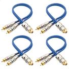 4 Cabos Y Rca 2 Machos 1 Fêmea Prime Plug Metal 5mm Azul Blindado Pontas Banhados A Ouro Químico 4 Cabos Y Rca 2 Machos 1 Fêmea Prime Plug Metal 5mm Azul Blindado Pontas Banhados A Ouro Químico