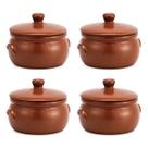 4 Caçarolas C/ Tampa Para Feijoada Porcelana Refratária 1 Litro