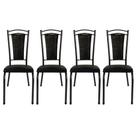 4 Cadeira Paris Preto Cozinha Assento Estofado Sala Jantar Área Gourmet Churrasco Junco Fibra Sintética