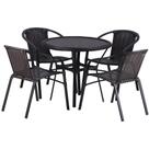 4 Cadeiras e Mesa Floripa Tampo Tramado Alumínio Piscina Jardim Trama Original