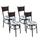 4 Cadeiras Para Cozinha Viena Marrom Cor:Floral Branco
