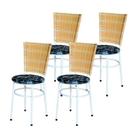 4 Cadeiras para Mesa Branca Hawai Palha Com Assento Floral