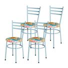 4 Cadeiras para Mesa Epoxi Cinza Assento Floral