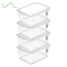 4 Caixa Organizadora Com Tampa Plástico Cristal Ordene 60l