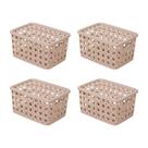 4 Caixa Organizadora Rattan 2,6 Litro Multiuso com Tampa Kit Guarda Roupa Decorativo Armário Closet