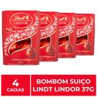 4 Caixas de 37g, Bombons de Chocolate Suiço, Lindt Lindor