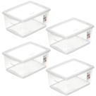 4 Caixas Organizadoras com Tampa 7,5L Ordene Empilháveis Escritório Closet Lavanderia