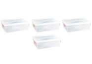 4 Caixas Plásticas C/ Tampa Organizadora Multi Uso 11 Litros