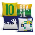 4 Capas Almofada Brasil 40 X 40 Verde Amarelo Copa Decoração