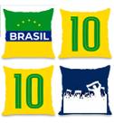 4 Capas Almofada Brasil 40 X 40 Verde Amarelo Copa Decoração