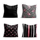 4 Capas de almofada 42x42 flamingos preto e rosa Atelier Valverde