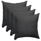 4 Capas de Almofada 50x50cm Suede Luxo Premium Ziper Invisivel Resistente Cinza