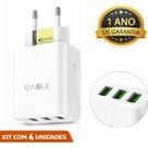 4 Carregador Fonte Bivolt Turbo Universal 3 Usb Carga Rápida