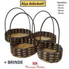 4 Cesta de café da manha presente fraldeira piquenique fibra sintética com alça P + M + G 4 Cesta de café da manha presente fraldeira piquenique fibra sintética com alça P + M + G
