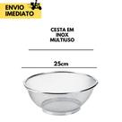 4 Cesta Multiuso em Inox p/Lavar e Escorrer Alimentos 2 Tam 25 + 2 Tam 22 ou 1 Cesta 25 cm Frutas
