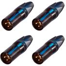 4 conectores neutrik xlr macho 3 polos preto/dourado nc3mxx-b
