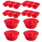 4 Conj Forma 6 Cupcake e Forma Espiral em Silicone Sortida