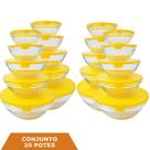 4 Conjunto com 5 Pote de Vidro Redondo com Tampa Cor Sortida