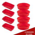 4 Conjunto Forma Silicone para Pães e Forma Redonda Sortida