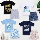 4 Conjunto Infantil Verão Com Shorts Moletinho Roupa De Calor Menino