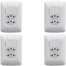 4 Conjunto Interruptor Simples 6A + 2 Tomada 20A 250V Aria