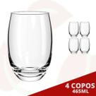4 Copo de Vidro Aruba Redondo 465ML Suco Água Drinks Nadir