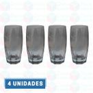 4 Copo de Vidro Cinza 370ML Suco Água Drinks Bebidas Buffet
