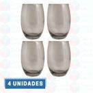 4 Copo de Vidro Cinza Redondo p/ Bebidas Drinks Eventos