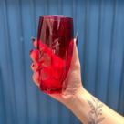 4 Copo de Vidro Florence 370ML Vermelho Mesa Posta Suco Água