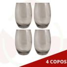 4 Copos Redondo Vidro Cinza California Suco Chique 450ml