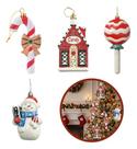 4 Enfeites Decoração Árvore Natal Candy Doce Boneco De Neve - Colorido - Sortido